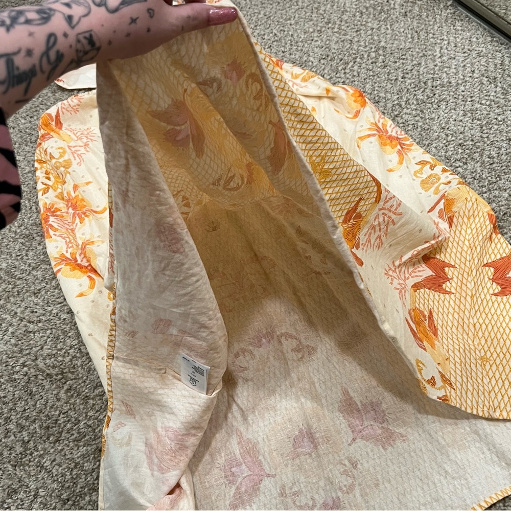 Anthropologie farm rio orange and cream strapless beachy halter top maxi dress - Picture 8 of 9